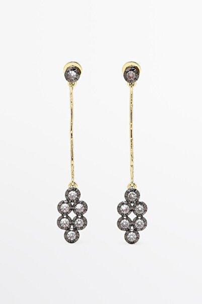 Massimo Dutti Antik parlak taşlı küpe