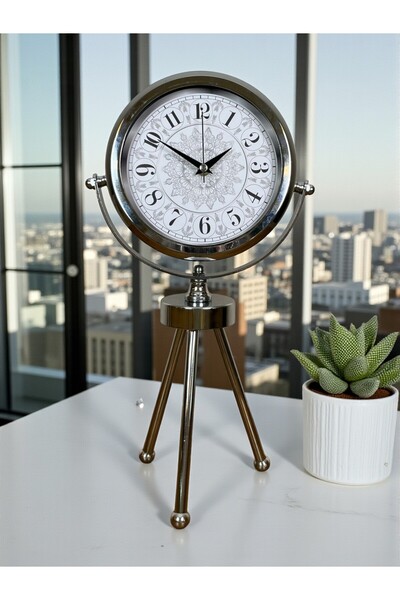 ZENTİME Krom Lüks 3 Ayaklı Masa Saati