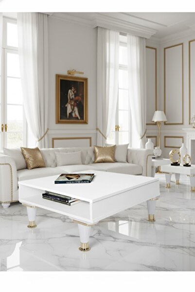 MH MiniHediye Furniture Sofa Pouf Coffee Table Seat Leg 15 cm White Gold Base Legs