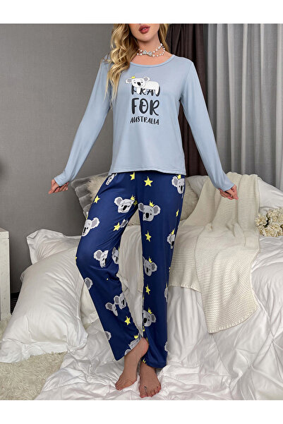 FridayIn Casual Round neck Printing Splicing Regular sleeve Pajama