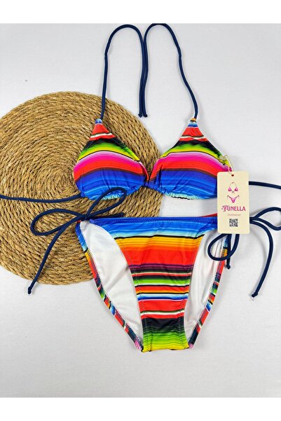 FUNELLA Patterned Side and Neck Tie Stylish Women's Bikini Set