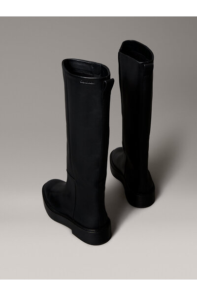 Calvin Klein Leather Stacked Heel Knee Boots