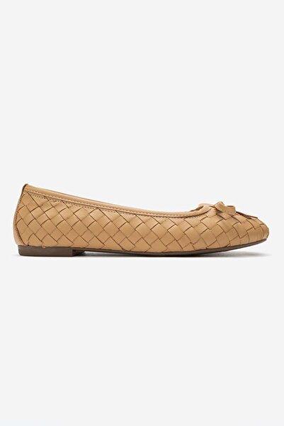 Zeynep Sıradağlı Preslie Women's Leather Ballet Flats Caramel