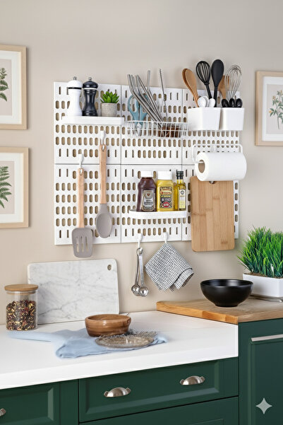 BeeQuin Cloth Wall Shelf Organizer Decor Set Multi-Purpose Adhesive Set of 7 Hangers Kitchen Bathroom Room