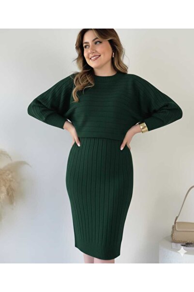 Cemre Life New Deux Women's Ribbed Sweater Dress Knitwear Set