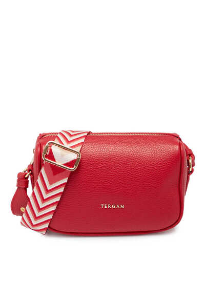 Tergan Kırmızı Hakiki Deri Kadın Çapraz Askılı Çanta - S25K1BC80467-B68