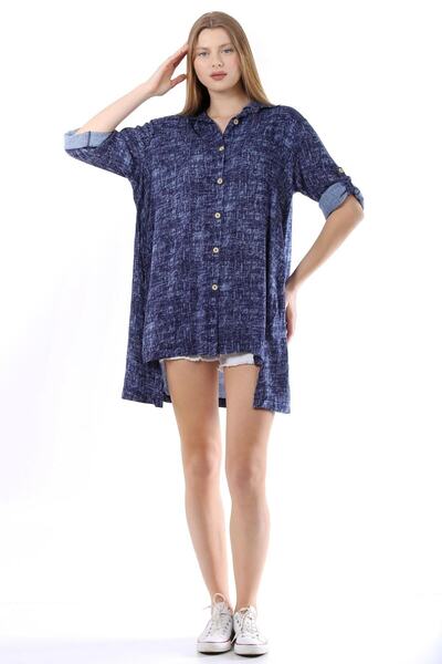 della moor Women's Navy Blue Casual Shirt Tunic