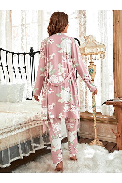 FridayIn Sweet Round neck Printing Bandage Regular sleeve Pajama