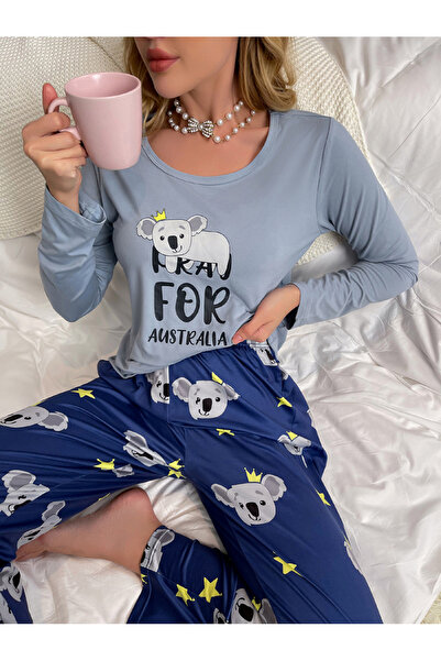 FridayIn Casual Round neck Printing Splicing Regular sleeve Pajama