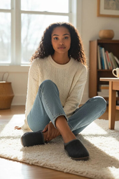 GEZER Unisex Non-Slip Sole Felt Comfortable Soft Sole Home Slippers