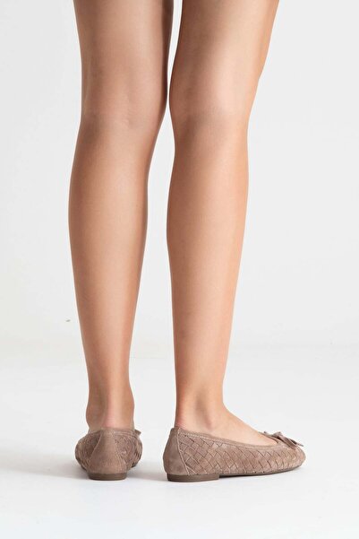 Zeynep Sıradağlı Preslie Women's Leather Ballerinas Mink Suede