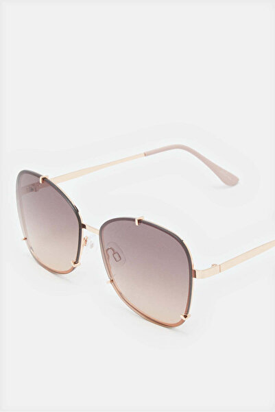 REDTAG Women Gold Metal Oversized Sunglasses