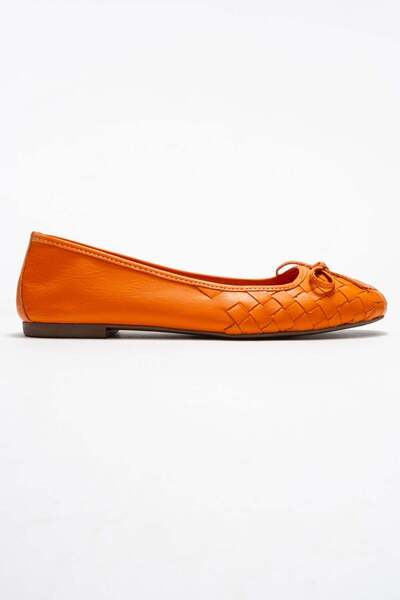Zeynep Sıradağlı Perry Women's Leather Ballerinas Orange