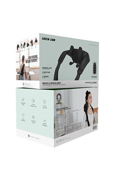 Green Lion جهاز تدليك الرقبة والكتف رباعي الأبعاد قابل لإعادة الشحن مع الحرارة