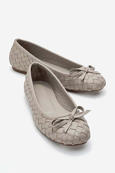 Zeynep Sıradağlı Balerini Preslie din piele naturală pentru femei, gri