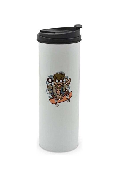 Lit Funny Skater Boy Printed Tumbler With Lid Multicolour 400ml