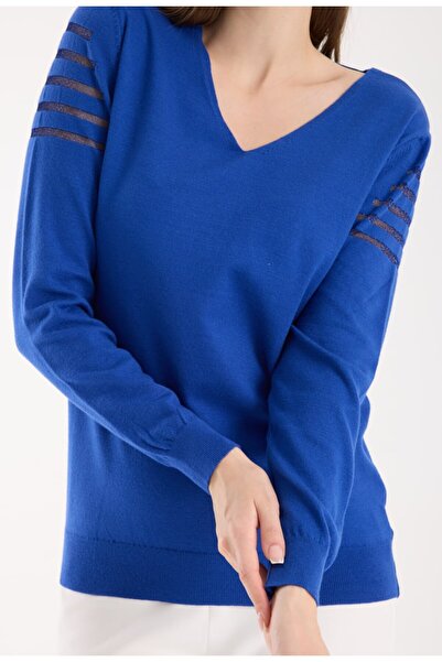 Moda Days Women's Long Navy Blue Colored Blouse Oversized Stretch Fabric Product