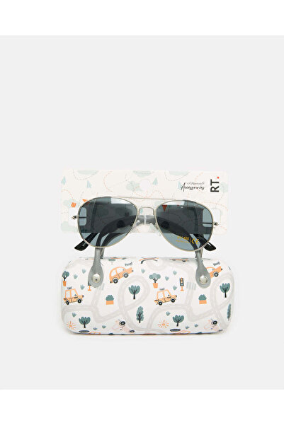 REDTAG Boys Black Aviator Sunglasses With Printed Case
