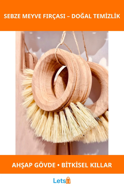 Letsii فرشاة غسيل الخضار والفواكه الخشبية الصديقة للبيئة