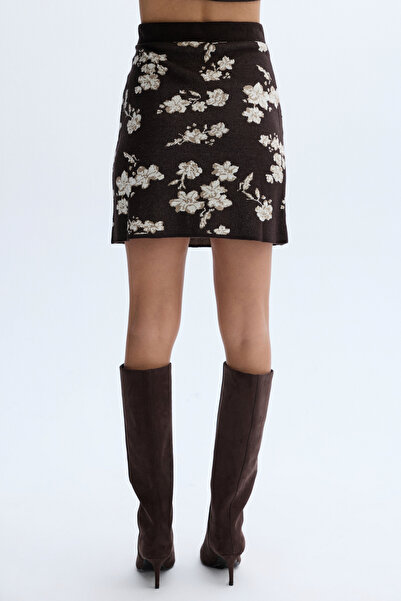 Mudo Jacquard Floral Printed Mini Skirt