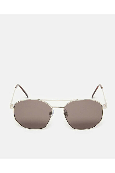 REDTAG Men Black And Silver Hexagonal Sunglasses