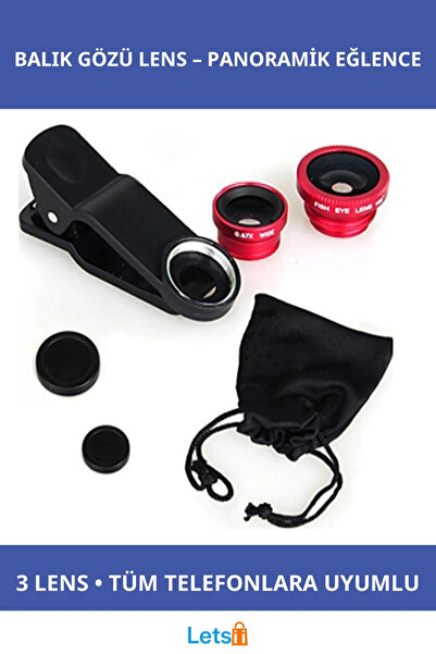Letsii مجموعة من 3 عدسات عين السمكة وعدسة ماكرو لكاميرا الهاتف المحمول