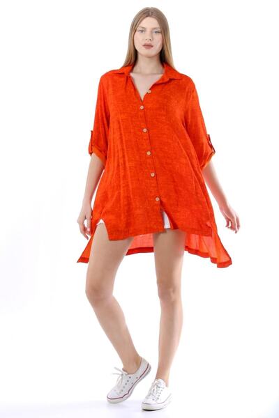 della moor Women's Orange Casual Shirt Tunic