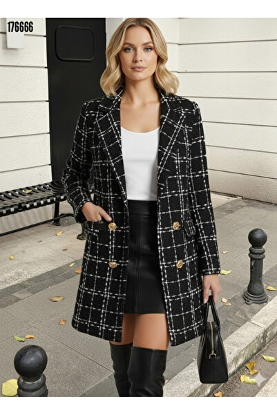 moda wanilia Women's Modern Cut Front Buttoned Woven Jacket