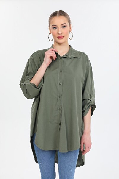della moor Women's Khaki Italian O Oversized Shirt Tunic