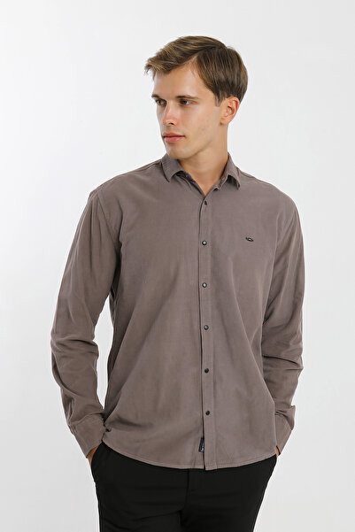 Smc by Semco Yaka Düğmeli Uzun Kol Çıtçıtlı Kadife Erkek Gömlek