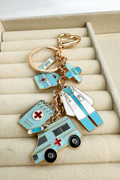 Modex Breloc pentru geantă cu tematică de sănătate pentru ambulanță, galben auriu