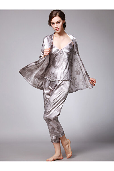 FridayIn Home style V-neck Printing Bow Regular sleeve Pajama