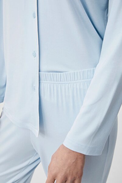 Catherine's CATHERINES COSTUM DE PIJAMĂ PENTRU FEMEI, CU MÂNECĂ LUNGĂ, cu decolteu în V, cu nasturi în față