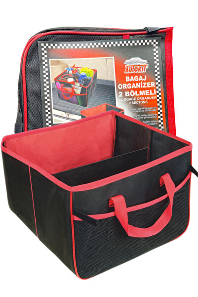 Autokit Koltuk Arkası Bagaj Düzenleyici Organizer 32x30cm 2 Bölmeli Dışta 2 f...