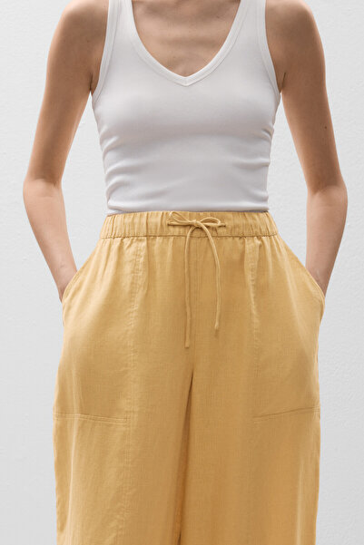 Oysho 100% Linen Barrel Leg Trousers