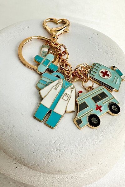 Modex Breloc pentru geantă cu tematică de sănătate pentru ambulanță, galben auriu