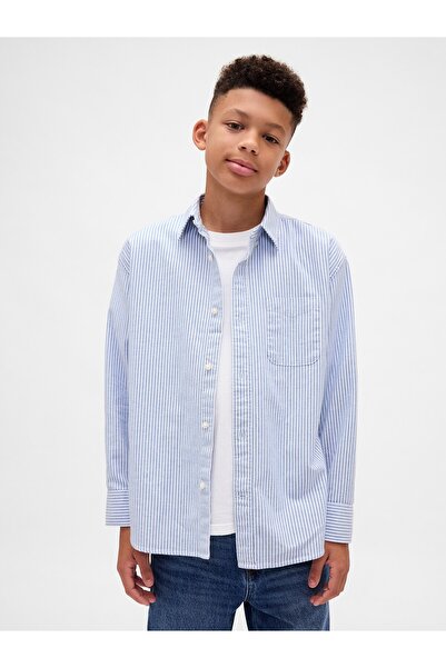 GAP Erkek Çocuk Mavi Relaxed Oxford Gömlek