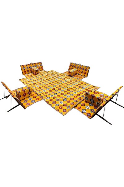 Bin Amaar Foldable 4-Piece Floor Chair Set with Mat and 4 Armrests — 9-Piece Set