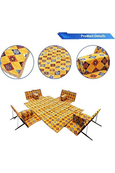 Bin Amaar Foldable 4-Piece Floor Chair Set with Mat and 4 Armrests — 9-Piece Set