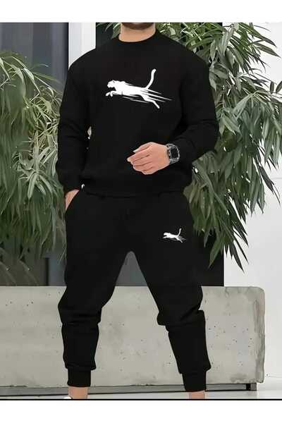 tkn your style Geometric Leopard Bottom Top Set Fashion Print Design Trend Crew Neck Sweatshirt