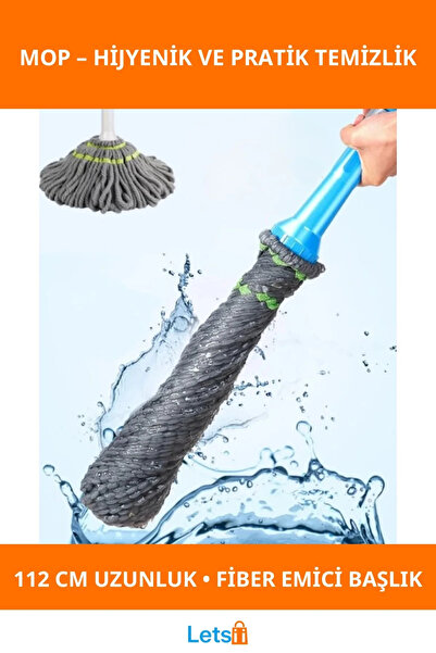 Letsii Kendinden Sıkmalı İşlevsel Paspas Mop 112 cm