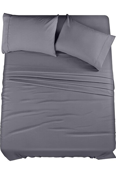 Utopia Bedding King Bed Sheets Set - 4 Piece, Brushed Microfiber, Grey