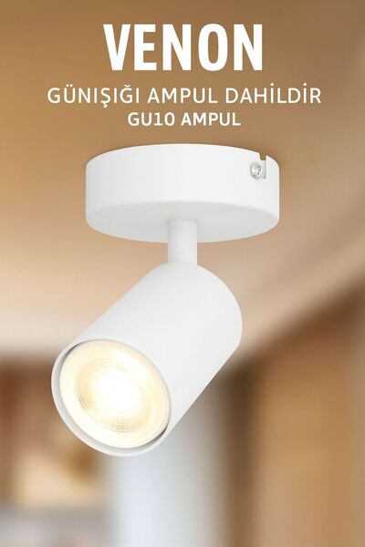 VENON Lorex Aplik BEYAZ Modern LED Spot Lamba 💖 Tavan Aydınlatma GU10 Uyumlu...