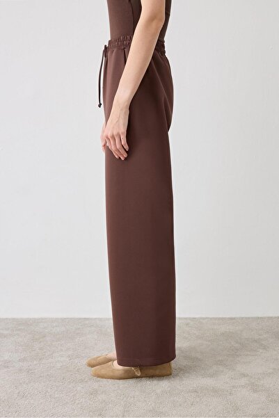 TERZİ DÜKKANI Scuba Elastic Waist Pants Brown
