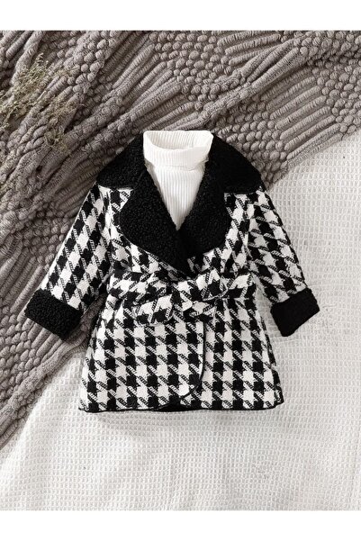 shop Плюшено палто от туид за момичета