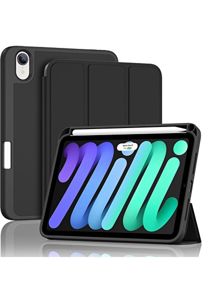 HYX Case iPad Mini 8.3" Case (A17 Pro 2024 / Mini 6 2021) with Pencil Holder, Trifold Stand - Black