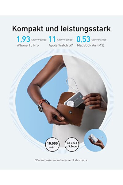 Anker MagGo Power Bank 10,000mAh 35W with Built-In USB-C Cable and Apple Watch Charger (White)