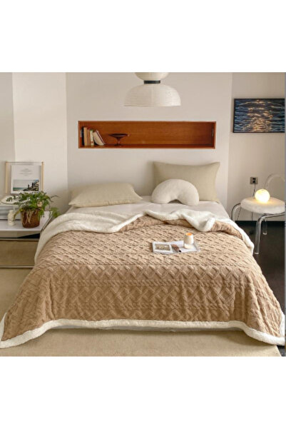 OEM Cocolino Blanket with Fur, Reversible Knitted Pattern Soft, Fluffy, Warm, 200x230cm