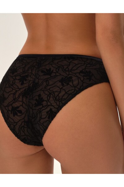 ESOTIQ Women's Elegant Briefs Floral Embroidered Mesh with Golden Pendant Sensual | Organique