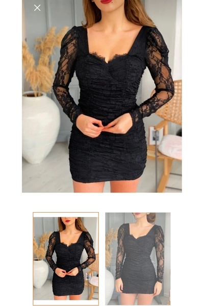 Butik Lena SİYAH ABİYE KADIN ELBİSE